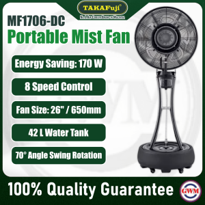 TAKAFuji | Heavy Duty Portable Mist Fan | 170W | 8 Fan Speed with 42L Water Tank | MF1706-DC