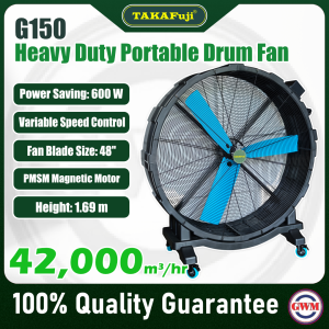 (PMSM) Heavy Duty Portable Drum Fan | 48" | 42,000m3/hr | 600W | G150 | TAKAFuji