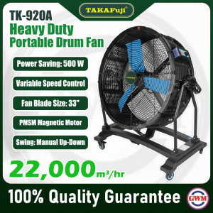 (PMSM) Heavy Duty Portable Drum Fan | 33" | 22,000m3/hr | 500W | TK-920A | TAKAFuji